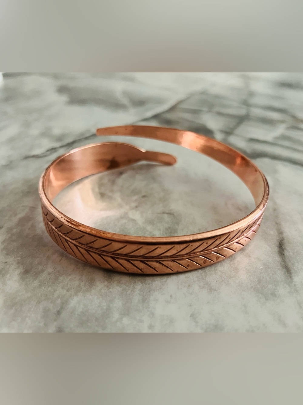 99.9% Pure Copper Feather Cuff Bracelet